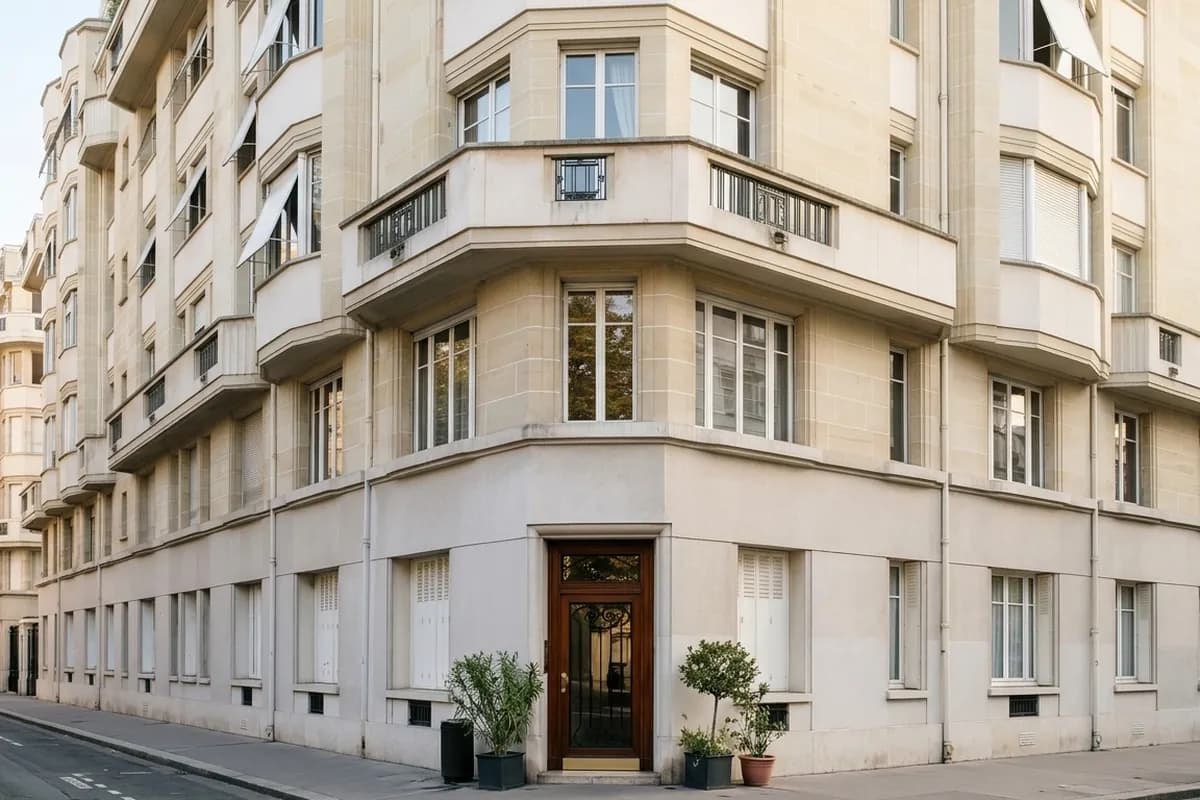 Immeuble Art déco des années 1930 à l’angle d’une rue de Boulogne-Billancourt Immeuble Art déco des années 1930 à l’angle d’une rue de Boulogne-Billancourt